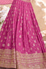 Attractive Pink Zari Weaving Jacquard Wedding Lehenga Choli