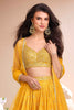 Magnetic Yellow Bandhani Printed Jacquard Haldi Wear Lehenga Choli