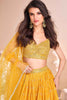 Magnetic Yellow Bandhani Printed Jacquard Haldi Wear Lehenga Choli