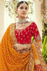 Awesome Red Zari Weaving Silk Bridal Lehenga Choli With Dupatta