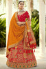 Awesome Red Zari Weaving Silk Bridal Lehenga Choli With Dupatta