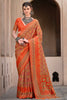 Charming Orange Digital Printed Silk Traditional Saree With Blouse