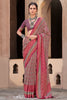 Lovely Wine Digital Printed Silk Casual Wear Saree With Blouse