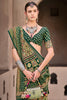 Gorgeous Green Digital Printed Silk Mehendi Wear Saree With Blouse