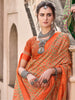 Alluring Orange Digital Printed Silk Event Wear Saree With Blouse