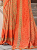 Alluring Orange Digital Printed Silk Event Wear Saree With Blouse