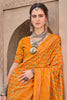 Enchanting Mustard Yellow Printed Silk Haldi Wear Saree With Blouse