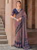 Attractive Navy Blue Digital Printed Silk Casual Wear Saree With Blouse