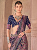 Attractive Navy Blue Digital Printed Silk Casual Wear Saree With Blouse