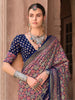 Attractive Navy Blue Digital Printed Silk Casual Wear Saree With Blouse