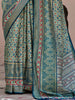 Adorable Teal Blue Printed Silk Festival Wear Saree With Blouse