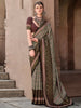 Precious Olive Green Printed Silk Event Wear Saree With Blouse