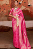 Awesome Pink Zari Weaving Silk Event Wear Saree With Blouse