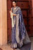 Adorable Navy Blue Zari Weaving Silk Wedding Wear Saree With Blouse