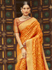Awesome Orange Zari Weaving Silk Festival Wear Saree With Blouse