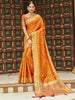Awesome Orange Zari Weaving Silk Festival Wear Saree With Blouse