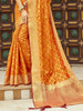 Awesome Orange Zari Weaving Silk Festival Wear Saree With Blouse