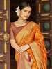 Awesome Orange Zari Weaving Silk Festival Wear Saree With Blouse