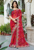 Charming Red Bandhani Printed Georgette Wedding Saree With Blouse