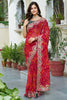 Charming Red Bandhani Printed Georgette Wedding Saree With Blouse