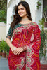 Charming Red Bandhani Printed Georgette Wedding Saree With Blouse