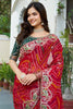 Charming Red Bandhani Printed Georgette Wedding Saree With Blouse