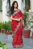 Charming Red Bandhani Printed Georgette Wedding Saree With Blouse