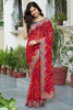 Charming Red Bandhani Printed Georgette Wedding Saree With Blouse