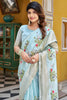 Charming Blue Thread Work Silk Traditional Saree With Blouse