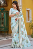 Charming Blue Thread Work Silk Traditional Saree With Blouse