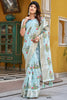 Charming Blue Thread Work Silk Traditional Saree With Blouse