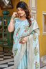 Charming Blue Thread Work Silk Traditional Saree With Blouse
