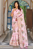 Incredible Pink Thread Work Silk Event Wear Saree With Blouse