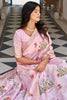 Incredible Pink Thread Work Silk Event Wear Saree With Blouse