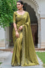 Charming Green Diamond Work Silk Wedding Saree With Blouse