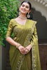 Charming Green Diamond Work Silk Wedding Saree With Blouse