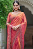 Lovely Orange Diamond Work Silk Designer Saree With Blouse