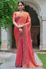 Lovely Orange Diamond Work Silk Designer Saree With Blouse