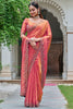Lovely Orange Diamond Work Silk Designer Saree With Blouse