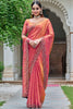 Lovely Orange Diamond Work Silk Designer Saree With Blouse