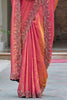 Lovely Orange Diamond Work Silk Designer Saree With Blouse
