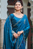 Mesmerizing Teal Blue Silk Diamond Work Festival Wear Saree