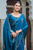 Mesmerizing Teal Blue Silk Diamond Work Festival Wear Saree