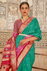 Graceful Teal Green Patola Printed Cotton Festival Wear Saree With Blouse
