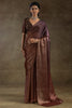 Alluring Dark Brown Plain Shaded Satin Casual Wear Saree With Blouse