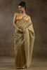 Magnetic Mustard Yellow Zari Weaving Organza Pre-Stitched Saree