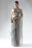 Wonderful Grey Plain Shaded Organza Function Wear Saree With Blouse