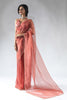 Dazzling Peach Plain Shaded Organza Casual Wear Saree With Blouse