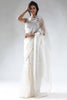 Stunning White Plain Shaded Organza Function Wear Saree With Blouse