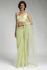 Delightful Light-Green Lace Work Net Party Wear Pre-Stitched Saree